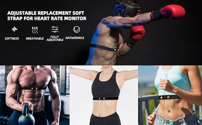Comfortable Heart Rate Chest Replacement Strap for Polar H10 H9 Garmin Wahoo Coospo PowrLab Fitcent Magene MOOFIT IGPSPORT