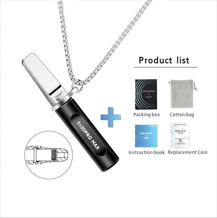 Breathing Necklace for Calm, Stainless Steel Breathing Pendant Breathwork Tool for Calm Meditation & Stress Relief, Mindfulness Slow Breathing Trainer, Adjustable Chain, Gift for Women Men