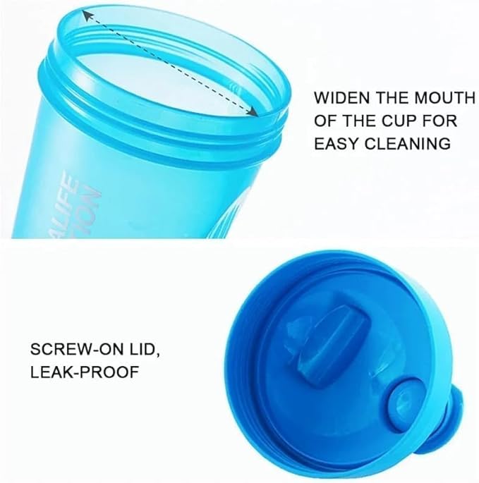 Blender Shaker Bottle w. Classic Loop Top & Stainless Whisk Ball-Perfect for Protein Shakes and Pre Workout-(16 oz,Orange)