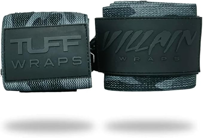Villain 16" Wrist Wraps for Weightlifting & Powerlifting – Adjustable Support Straps for Men and Women – Ideal for Strength Training, CrossFit, Bodybuilding – Durable Comfort to Eliminate Wrist Pain - BLACK Camo