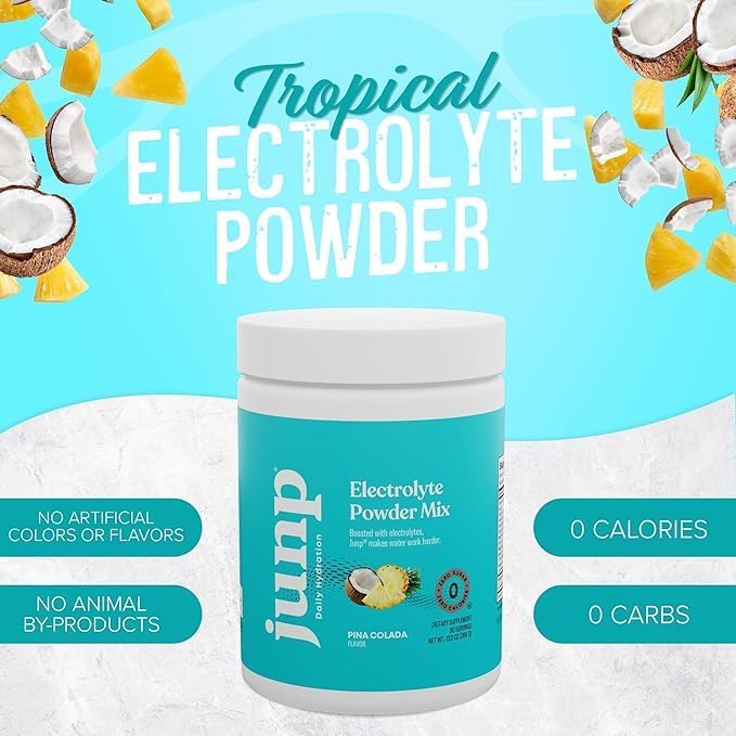 JUNP Electrolytes Powder No Sugar No Carbs – Pina Colada Coconut Pineapple Drink Mix - Potassium & Salt Electrolyte Hydration Powder - Zero Calorie Sugar Free Electrolyte Powder, Keto, 180 Servings