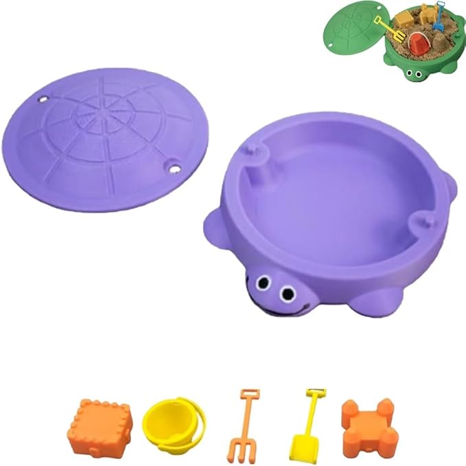 Mini Turtle Sandbox Desk Toy with Mini Tools, Stress Relief Novelty Zen Garden Gift Kit for Adults and Kids, Desktop Decoraccessories for Home and Office, Premium Sand Garden for Desk Kit(Purple)