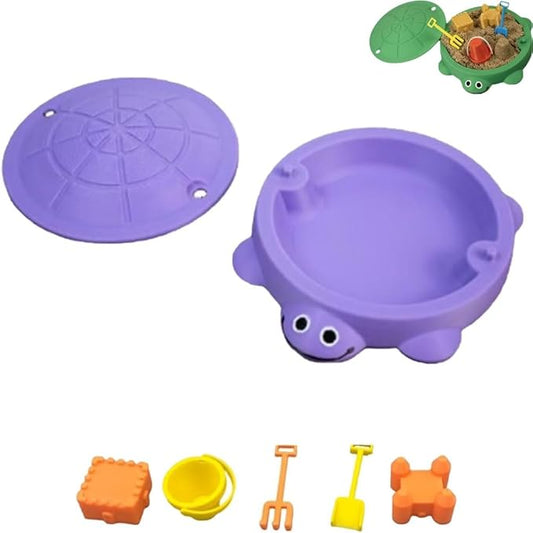 Mini Turtle Sandbox Desk Toy with Mini Tools, Stress Relief Novelty Zen Garden Gift Kit for Adults and Kids, Desktop Decoraccessories for Home and Office, Premium Sand Garden for Desk Kit(Purple)