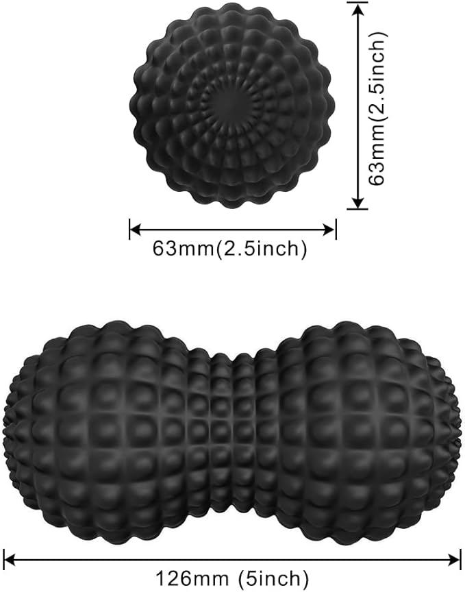 SELEWARE Peanut Massage Ball, Peanut Double Lacrosse Massage Roller Ball for Back Neck Shoulder Spine Legs HIPS, Deep Tissue Peanut Roller Ball Trigger Point Muscle Massage Ball, Black
