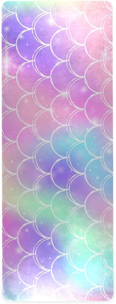 Rainbow Galaxy Mermaid Scales Yoga Towel Non Slip Thick Kids Eco Friendly Rubber Workout Foldable Yoga Mat Women Exercise A001