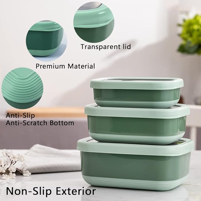 Lille Home Leak Proof Steel Food Containers - Snack Stainless Steel Containers - Ideal for Educational Settings & Daycare - Nesting Trio with Silicone Lids - 47oz+30oz+16oz - Dark Blue