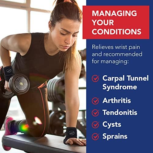 Doctor Developed Wrist Brace, Wrist Wraps for Carpal Tunnel Arthritis, Tendonitis, Hand Support, Ideal for Fitness, Weightlifting - Handbook Included (Wrist Brace 2 Pack)