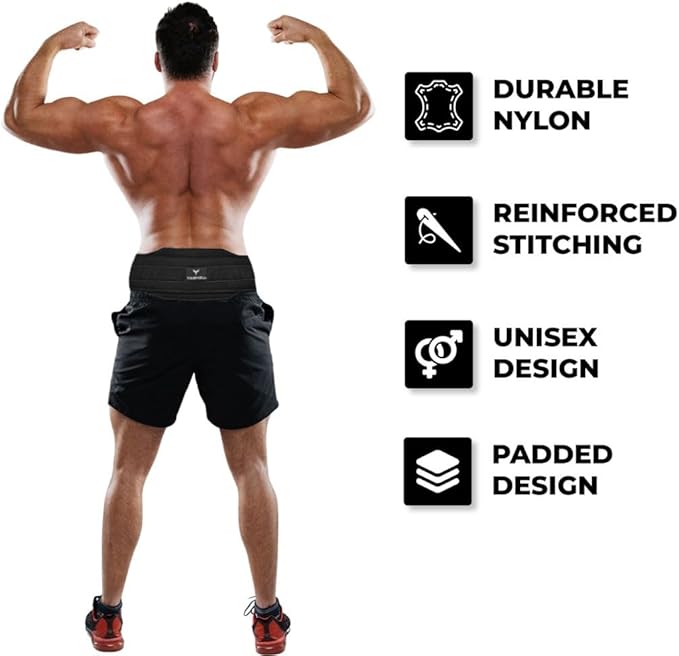 Dip Belt with Chain – Weighted Pull Up Belt, Dip Weight Belt, Weightlifting Belt for Pullups, Squats, and Dips, Belt Squat Attachment Ideal Weight Belt for Pullups, Weightlifting, and Gym Workouts (Black)