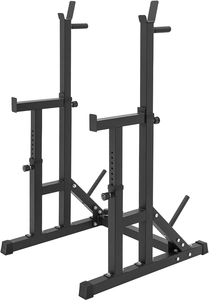 Adjustable Barbell Rack, Multi-function Barbell Rack,Squat Rack Stand, Barbell Rack for Bench Press,Weight Lifting Rack for Home Gym Strength Training Fitness Workout, Max Load 550LBS