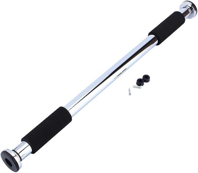 Doorway Pullup Bar, Portable Electroplate Steel Pull Up and Chin Up Bars 24.4 to 39.4 Inches Adjustable Length Workout Fitness Bar for Many Exercises Pull-ups Chin-ups Hanging Leg Raises Push-ups Dips