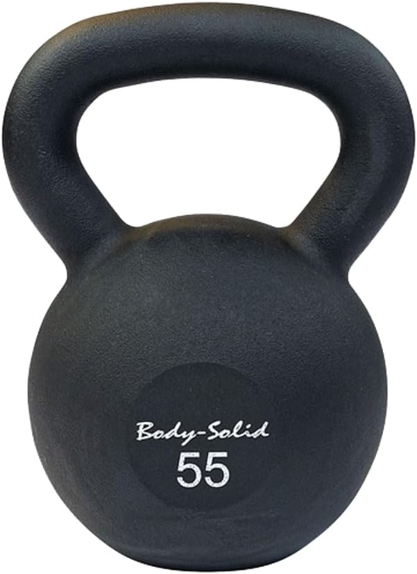 Body-Solid Matte Black Powder Coat Kettlebell with Kettle Grip Handle, Perfect Kettlebells for Weight Training and Core Workout Exercise Equipment