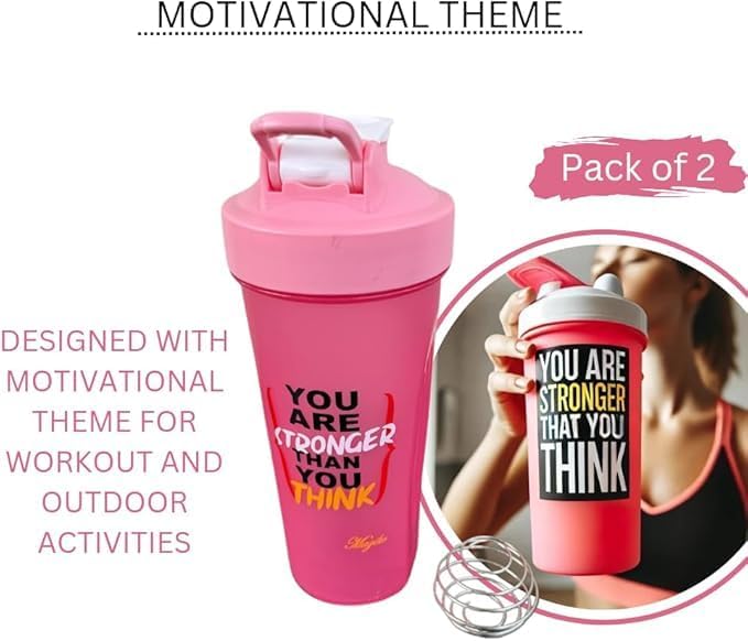 Magiko Blender Shaker Bottles for Protein, 28oz Portable Leakproof Pre-Workout Nutrition Water Bottle, BPA-Free Gym Protein Shaker for Sports & Outdoor Motivational Protein Shaker (White/Pink)