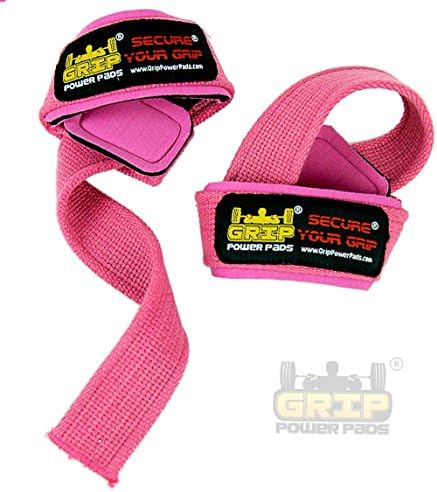 Heavy Duty Lifting Straps Neoprene Padded 1 Pair Wrist Wraps & Rubbery Grip Support Straps with Cotton Coated Rubber on One Side