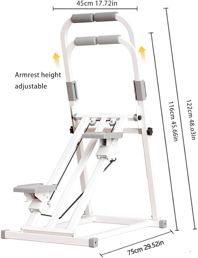 Foldable Stair Stepper Machine with Handles - Adjustable Stepper for Home Cardio, Low Impact Workout Equipment for Legs, Glutes & Weight Loss - Compact Stepping Machine, Easy Assembly White
