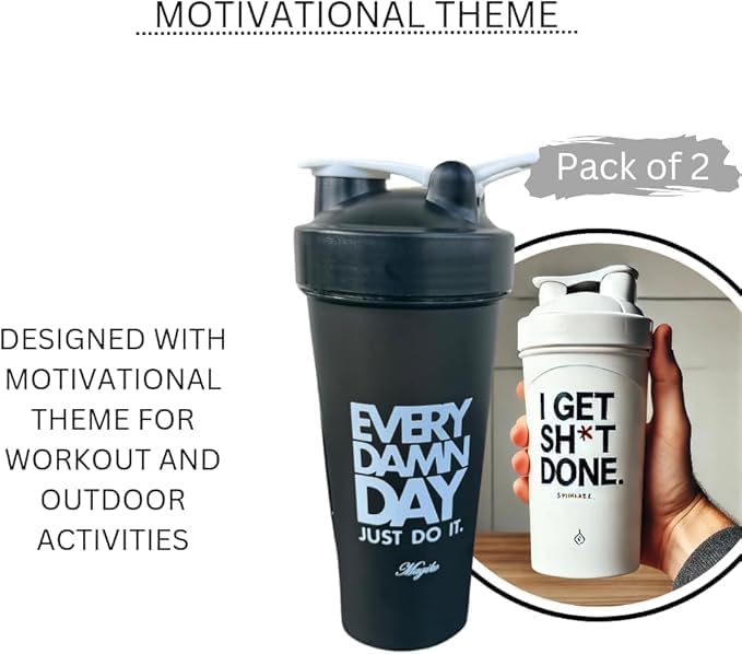 Blender Shaker Bottles for Protein, 28oz Portable Leakproof Pre-Workout Nutrition Water Bottle, BPA-Free Gym Protein Shaker for Sports & Outdoor Motivational Protein Shaker (Black/Orange)