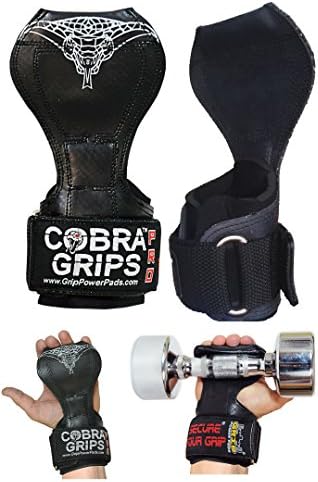 Cobra Grips PRO Weight Lifting Gloves Heavy Duty Straps Alternative Power Lifting Hooks for Deadlifts Wrist Wraps Support Bodybuilding (PRO Model for Men One Size, Black Rubber)