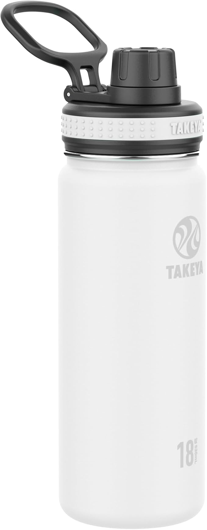 Takeya Originals 18 oz Vacuum Insulated Stainless Steel Water Bottle with Spout Lid, White
