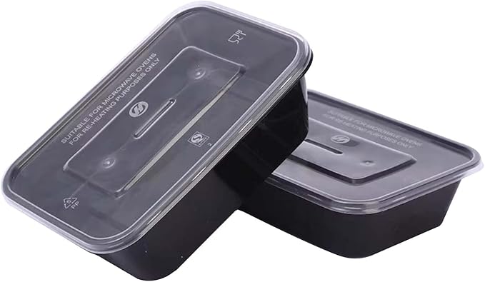 100pc 24 Oz Meal Prep Containers disposable, Plastic Food Take Out Containers With Lid, Take Out Containers Disposable, Reusable food storage containers,Microwave Freezer Dishwasher Safe