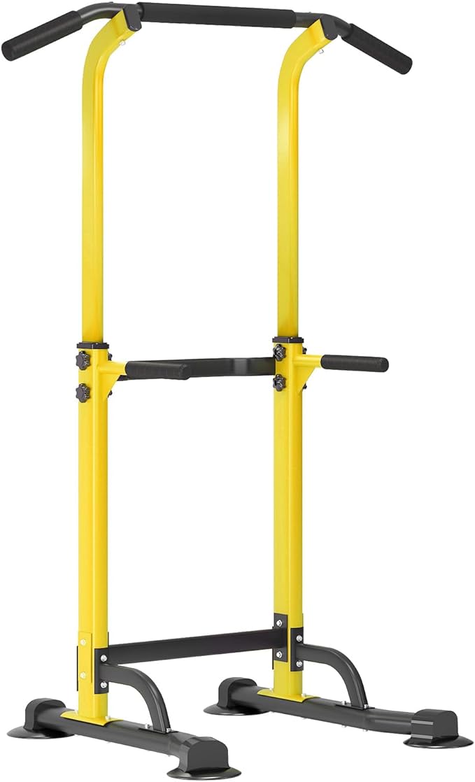 Adjustable Power Tower Pull Up Bar Dip Station, Free Standing Pull Up Rack Dip Station for Home Gym, 400LBS Capacity Height Heavy Duty Multi-Function Home Strength Training Fitness Workout Equipment