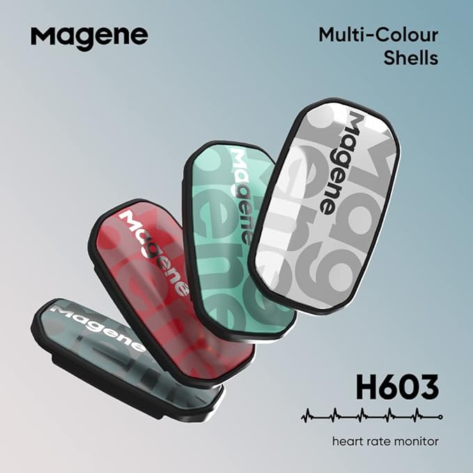 Magene H603 Chest Strap Heart Rate Monitor, ANT+ and Bluetooth Compatible with Fully Adjustable Strap, iPhone & Android Compatible