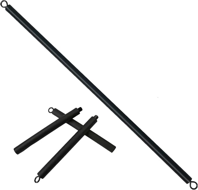 41Inch Resistance Band Bar for Full Body Workout, Portable Detachable Pilates Bar, with 2 Carabineer Clips, Black