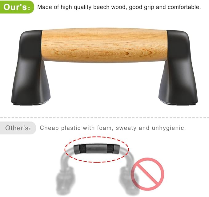 Push Up Bars, Wooden Push Up Handles for Floor, Sturdy Pushup Stands for Men & Women Home Gym Strength Training Equipment Fitness, Wood Pushup Bar Handle Grip, 2 Pack