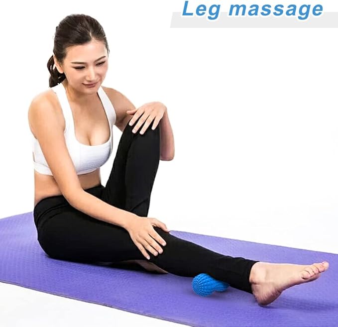 SELEWARE Peanut Massage Ball, Double Lacrosse Massage Roller Balls, Deep Tissue Massage Ball for Back, Neck, Shoulder, Spine, Legs, HIPS, Peanut Roller Trigger Point Muscle Massage Relaxer (Blue)