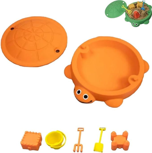 Mini Turtle Sandbox Desk Toy with Mini Tools, Stress Relief Novelty Zen Garden Gift Kit for Adults and Kids, Desktop Decoraccessories for Home and Office, Premium Sand Garden for Desk Kit(Orange)