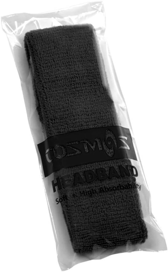 Cosmos 4 Pcs Soft Cotton Headband Sweatband Set Moisture Wicking Sports Headband + 4 Pairs of Wristband Sweatband Wrist Sweat Band Brace for Sports Outdoor Running Cross Training Yoga Workout