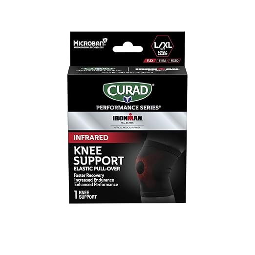 CURAD Performance Series IRONMAN Infrared Knee Support, Elastic Knee Sleeve for Pain Management, Compression Support for Recovery and Performance, Powered by CELLIANT Technology, Large/X-Large