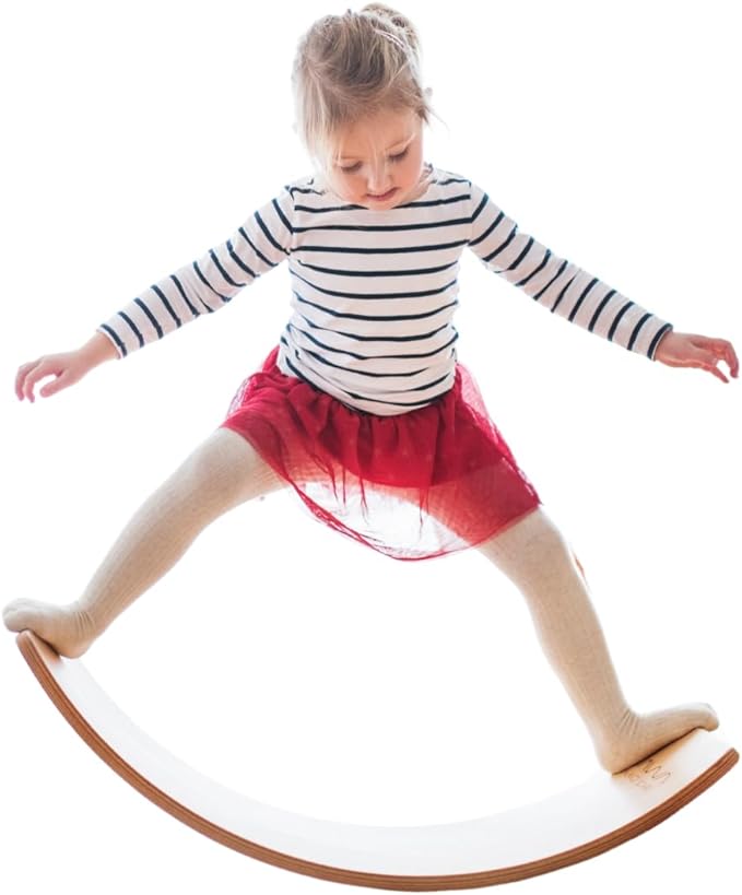 Wooden Wobble Balance Board - 37'' Natural Wobble Board, Montessori Open-Ended Toy, Waldorf Learning & Core Strength Exercise
