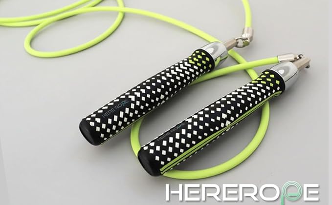 HEREROPE 1/4LB Weighted Jump Rope for Speed, Cardio, Boxing & Workout, Skipping Rope with Ball-bearing, Comfortable & Ergonomic Grip, Tangle Free Cable, Jump Ropes for Men Women Fitness