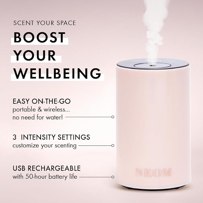 NEOM – Portable Wellbeing Pod Mini Essential Oil Diffuser Nude | Rechargeable USB & Waterless | Aromatherapy Oil Diffuser for Small Spaces