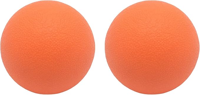 Hard Lacrosse Ball Massage Ball Therapy. Firm Trigger Point Massager Tool for Deep Tissue Yoga Physiotherapy Myofascial Release Muscle Relax Plantar Fasciitis Pain Relief (2 Pack) (Orange)