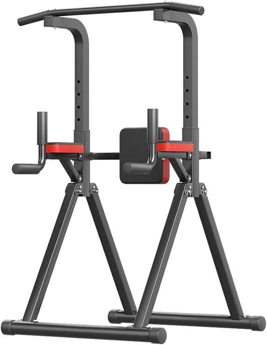 Foldable Power Tower, Adjustable Multifunction Pull Up Bar Tower Station, Pullup Dip Station Rack for Home Gym