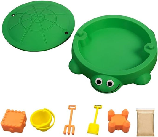 Mini Turtle Sandbox Desk Toy with Soft Sand and Small Tools, Premium Sand Garden for Desk Kit - Mini Zen Garden Kit Gifts Decor Desktop Accessories for Home, Office Stress Relief(Green,6.5in)