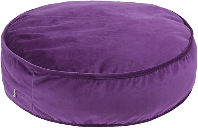 Round Floor Pillow Cover Velvet Throw Seating Pouf Yoga Meditation Cushion Plush Case Reading Room Decor Cover Only (25.6IN, Purple)