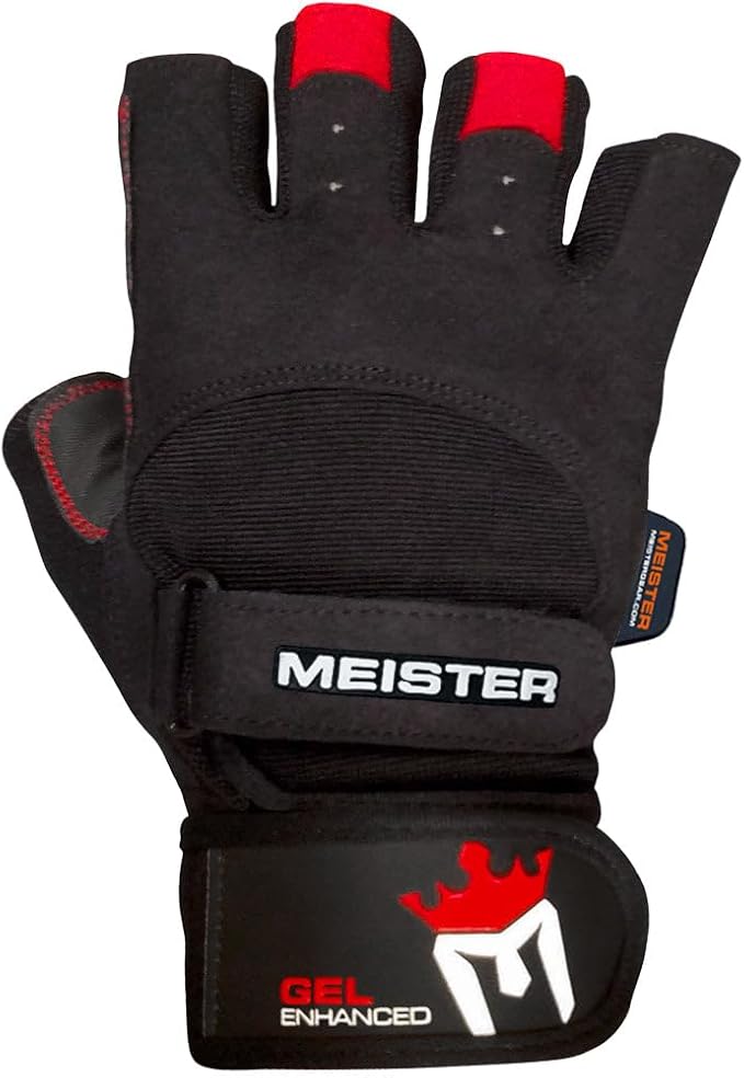 Meister Wrist Wrap Weight Lifting Gloves w/Gel Padding