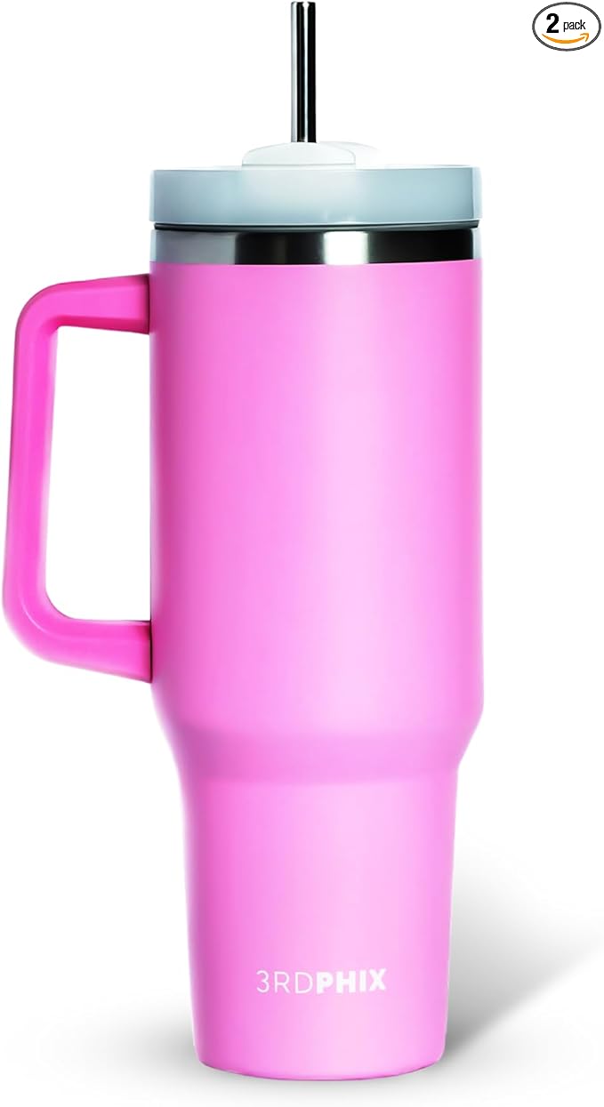 Leakproof, Eco-Friendly Tumbler Bottle – Multi-Use Protein Shaker, Smoothie Cup & Water Bottle – White Marble, Pink, Beige, Black (Pink, Pack Of 1)