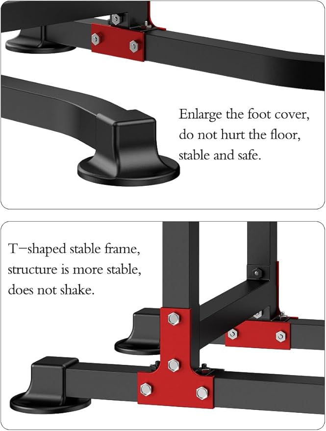 Power Tower Dip Station Pull Up Bar - Multi-Purpose Home Gym Equipment with Adjustable Height and Non-Slip Foot Pads - 330lbs/150kgs Capacity