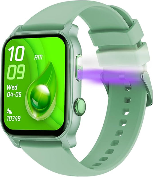 QTLLBT 8-Language Translation smartwatch Bluetooth Call (Answer/Make Call) Flashlight 300MAH Fitness Tracker IP68 Waterproof 100 Sports Heart Rate Monitor for Android iPhone Women smartwatch (Green)