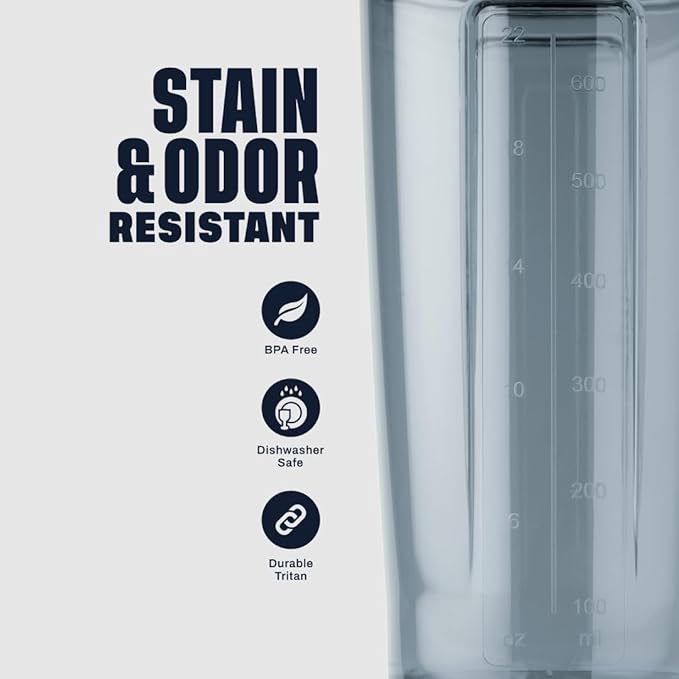 BlenderBottle Shaker Bottle Pro Series Perfect for Protein Shakes and Pre Workout, 24-Ounce, Cerulean Blue