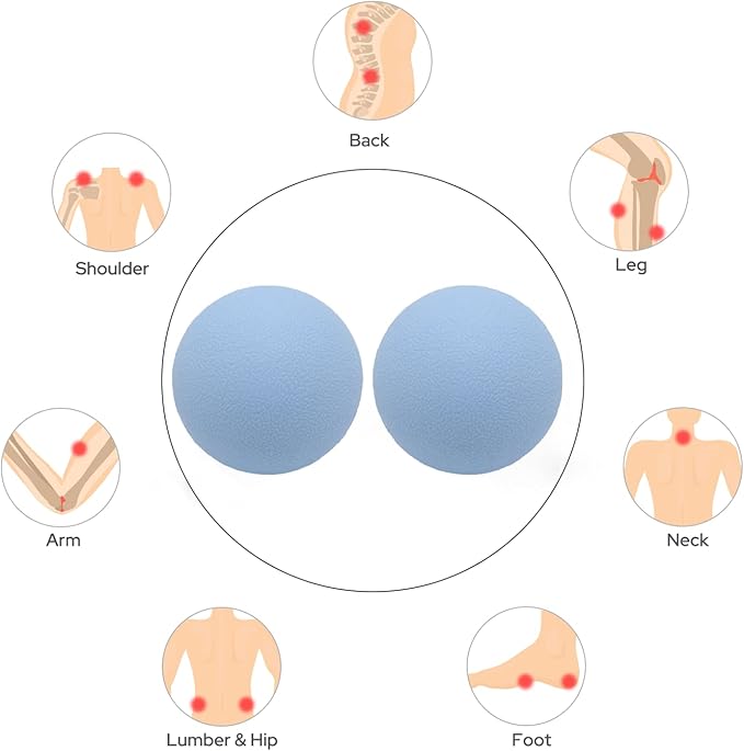 Hard Lacrosse Ball Massage Ball Therapy. Firm Trigger Point Massager Tool for Deep Tissue Yoga Physiotherapy Myofascial Release Muscle Relax Plantar Fasciitis Pain Relief (2 Pack) (Blue)