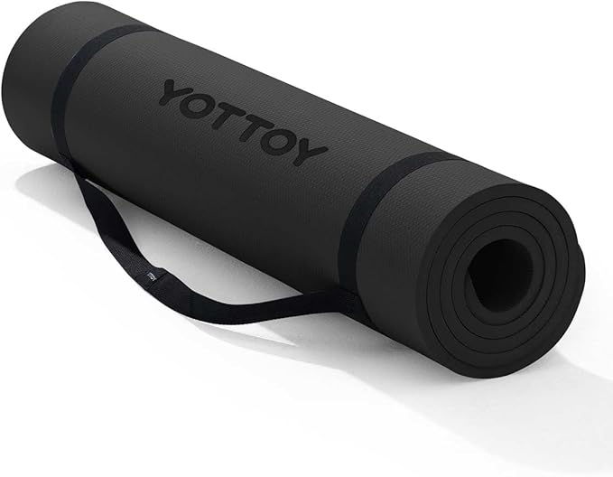 YOTTOY Yoga Mat,Extra Thick Yoga Mat (1/2inch),Professional TPE Exercise Mat,Non-Slip Workout Mat for Yoga, Pilates, Fitness, Barefoot Workouts, Home Gym Studio with Strap