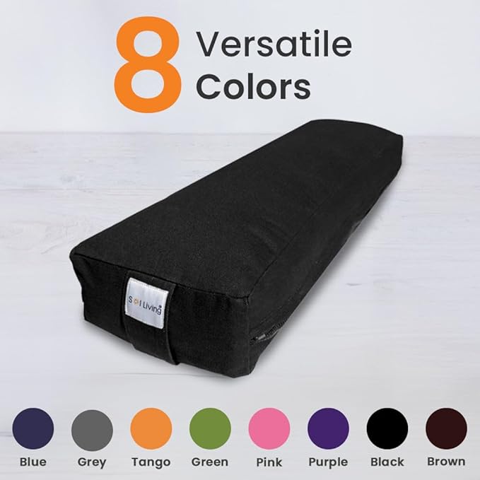 Sol Living Yoga Bolster Pillow Rectangular Meditation Cushion Cotton Meditation Accessories for Restorative Yoga Meditation Pillow Yoga Pillow Firm Body Pillow Bolster Pillow for Legs Removable Cover