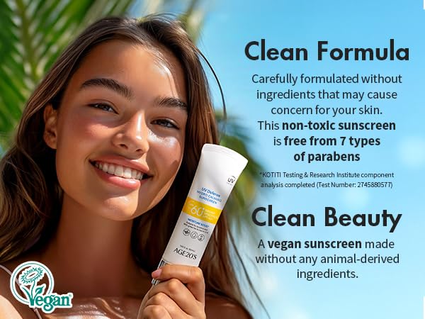 AGE20'S UV Defense Hydro Calming Sunscreen SPF 60+ | Korean Sunscreen | Moisturizing Creamy Formula, No White Cast, Lightweight Finish | Green Tea + Aloe Vera | Dermatest Excellent | 1.69 fl.oz*2