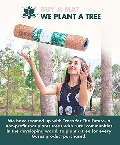 GURUS Sweat Proof Durable Cork Yoga Mat Thick Non Slip Exercise Mat for Home Workout