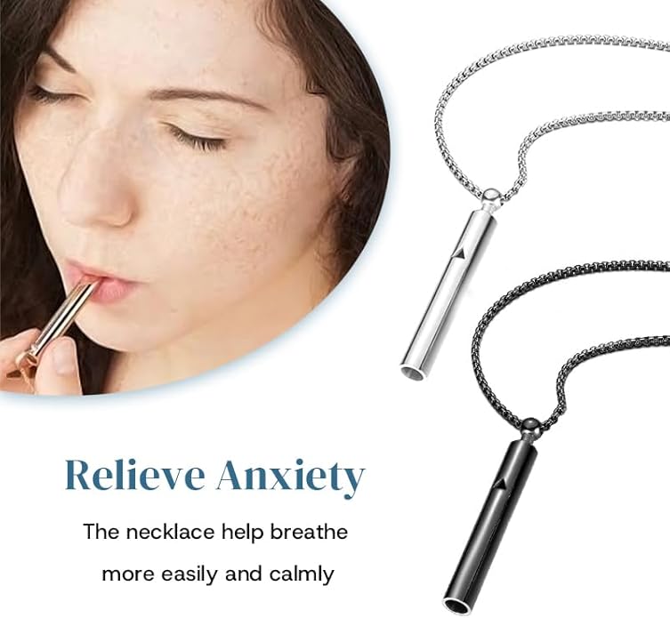 Anxiety Breathe Easy Necklace Mindfulness Breathing Necklace Breathlace Stainless Steel Pendant for Natural Calm & Stress Relief