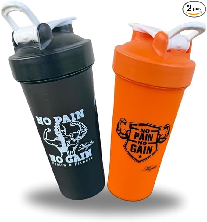 Blender Shaker Bottles for Protein, 28oz Portable Leakproof Pre-Workout Nutrition Water Bottle, BPA-Free Gym Protein Shaker for Sports & Outdoor Motivational Protein Shaker (Black/Orange)