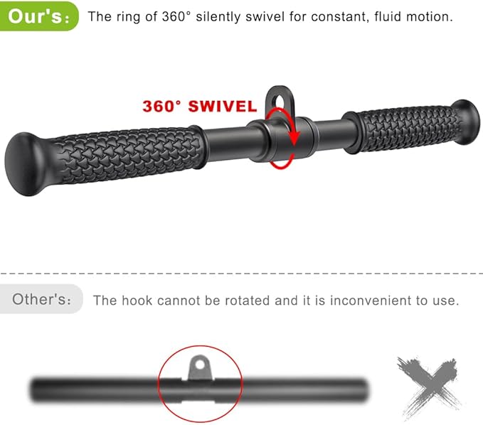 SELEWARE Triceps LAT Pulldown Attachments Home Gym Workout Accessories with Non-Slip Soft Rubber Grip Cable Machine Attachments Triceps Rope Double D Row Handle Pull Down Bar Straight Bar Exercise